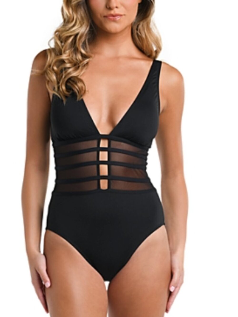 La Blanca Women's  Over the Shoulder One Piece Swimsuit Black Size 8 9039